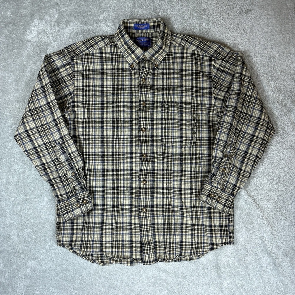 Pendleton Virgin Wool Plaid Shirt Men's Large Long Button Up Sir Pendleton